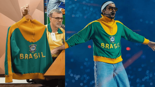 Bad Bunny vistiendo la prenda de colección usada por Bad Bunny en su concierto de Brasil