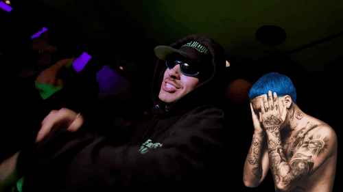Izquierda: Feid en su nuevo video. Derecha: Blessd